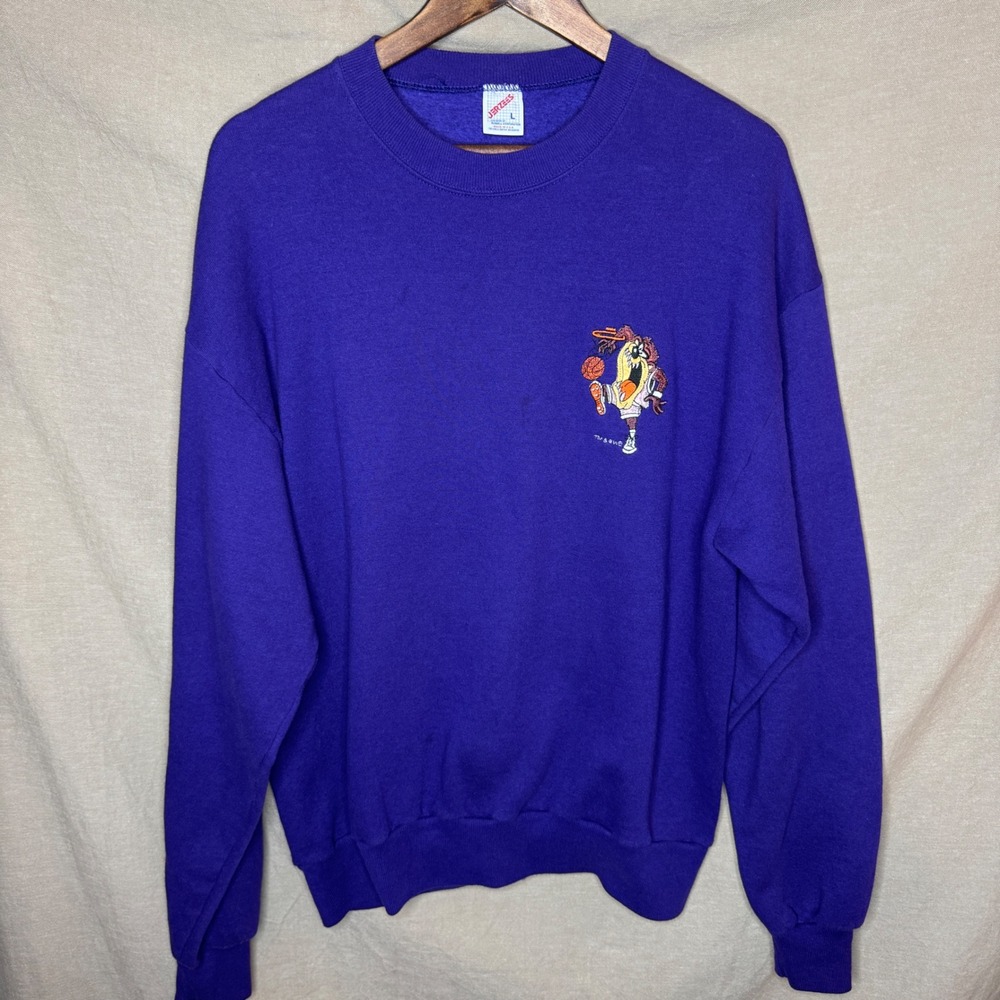 Vintage Tasmanian Devil Basketball Sweatshirt Purple Mens Large 90s USA